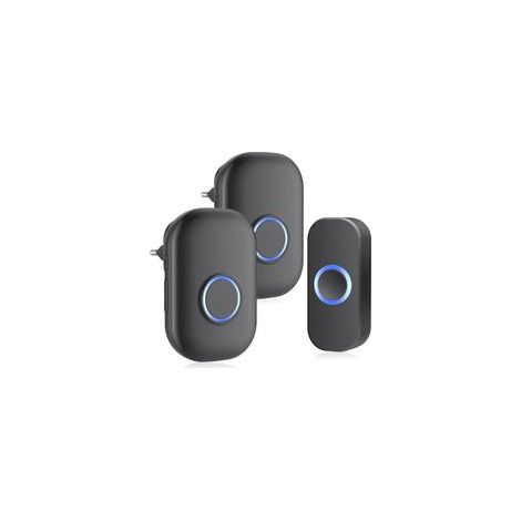 Sonnette sans fil extérieure étanche IP44, 2 récepteurs, 32 mélodies, 4 niveaux de volume, indicateur LED bleu, portée jusqu’à 150 m (1/5)