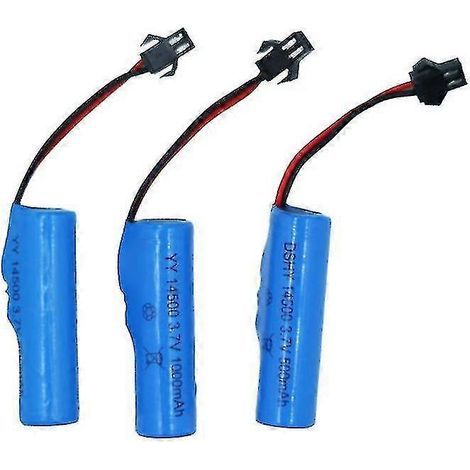 3 st 3.7V 14500 Litiumbatteripaket med Skyddsplatta Sm-kontakt Leksaks Stuntbil Batteri