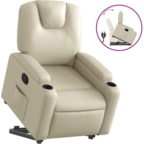 Maison Exclusive - Relaxsessel mit Aufstehhilfe Creme Kunstleder