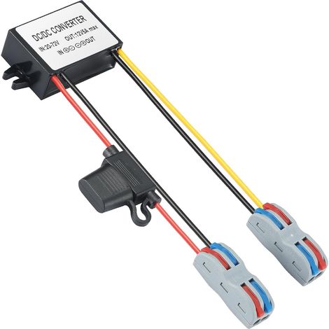Convertisseur de Tension DC 20V-72V vers 12V 5A 60W Abaisseur Convertisseur Buck DC 24V/48V/60V vers 12V étanche IP67 avec Fusible à Lames/Borne de Connexion Rapide (1/5)