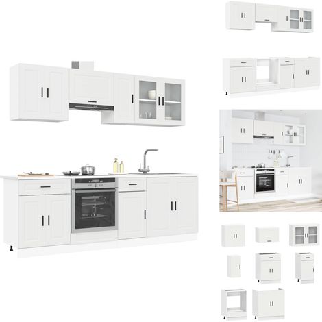 Ensemble d'armoires cuisine 8pcs Kalmar blanc bois d'ingénierie - Ensemble D'armoires De Cuisine - Ensemble D'armoires De Cuisine - Ensemble D'armoires - Armoire De Cuisine (1/5)