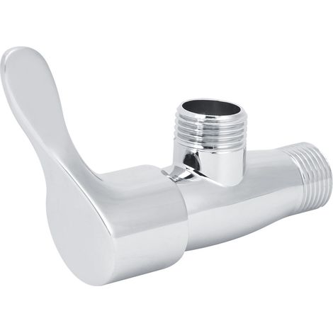 Robinet de salle de bain domestique, vanne de contrôle d'eau chromée, vanne d'angle G1/2 po (1/5)