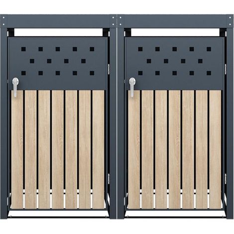 Mülltonnenbox Müllbox Mülltonnenverkleidung 2 Türen Box Pflanzdach Anthrazit (1/5)