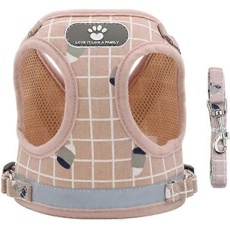 Reflektierendes Outdoor-Hundegeschirr, Hundeweste mit Leine, einfache Kontrolle, Größe XL, Farbe: Rosa.