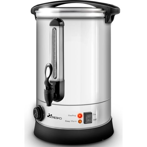 TRESKO 10 L Distributore di Bevande Calde e Fredde da con Rubinetto Acciaio Inox Dispenser Elettrico Automatico per Vin Brulè Mantenimento del Calore