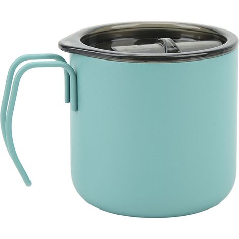 Tazza termica in acciaio inox a doppia parete da 350 ml (12 oz) con manico, verde, ideale per il campeggio e per il caffè. (1/5)