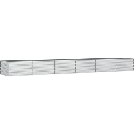 Macetero bancal elevado plantas flores terraza jardín jardín 480 x 80 x 45 cm acero galvanizado plateado Plata 020039452