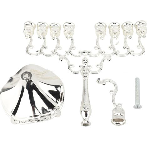 Candle Holder 9 Branches Alloy Vintage Decorative Candlestick Holder for Weddings Silver Color (1/5)