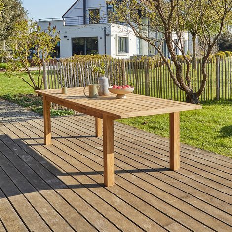 Table de jardin en teck recyclé massif extensible 8/10 places (1/5)