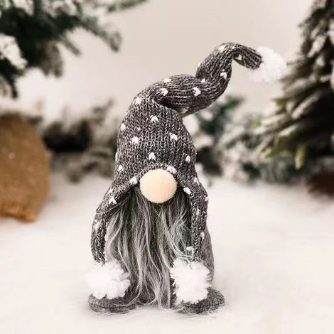 Décoration de lutin de Noël Ornements de Noël Cadeaux de Thanksgiving Nains suédois en peluche Nisse Tomte Figurines Poupée Bureau Petit mignon Gris (1/4)