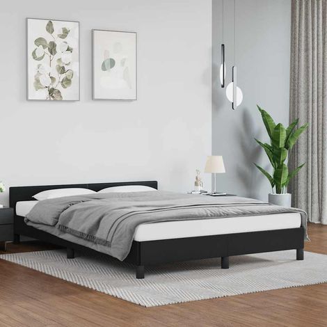 Lit adulte avec tête de lit - Cadre de lit - Lit simple Noir 140x190 cm Similicuir -67286 (1/5)