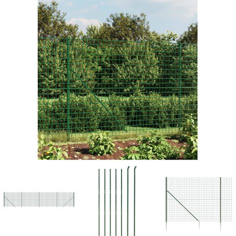 The Living Store - Maschendrahtzaun mit Bodenhülsen Grün 1,4x10 m (1/5)