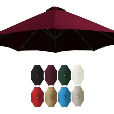 Schirmtuch 6,5 Fuß 9 Fuß 10 Fuß Ersatzdach, 8 Streben Marktabdeckung, runder Terrassenschirm UV-Schutz (Rot, 200 cm/6,8 Streben) (Schwarz, 200 cm/6,5 Fuß 8 Streben) (1/5)