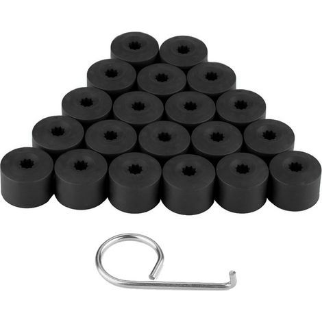 20pcs 17mm Écrous Roue Auto Moyeu Vis Protection Antivol Cache Capsule Noire (1/5)