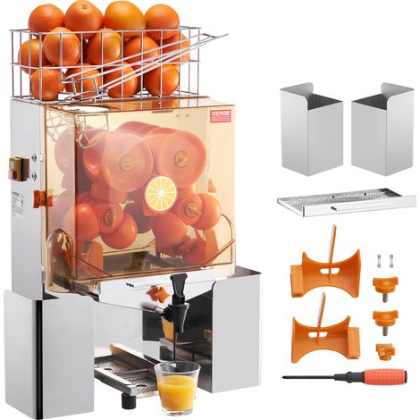 VEVOR Spremiagrumi Elettrico Commerciale 120 W, Estrattore di Succo Alimentazione Automatica con Filtro Estraibile e Secchio Rubinetto Incluso per Pompelmo Arancia da Ristorante Caffetteria Bar Feste