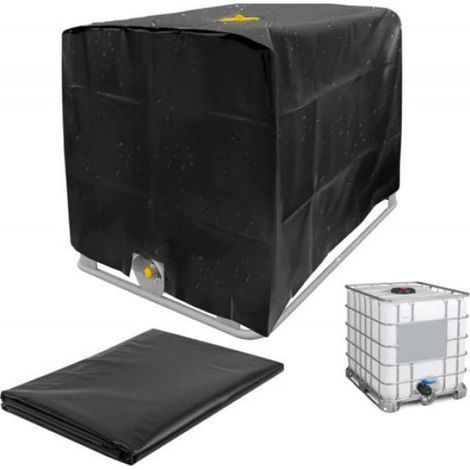Plane für 1000-Liter-IBC-Container – 1000-Liter-Containerplane, UV-beständig, staubdicht, regendicht, Oxford-Gewebe (Schwarz, 120 x 100 x 116 cm) (1/5)