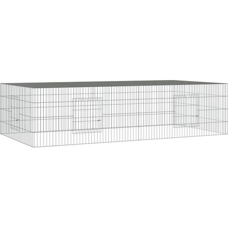 Cage à lapin 2 panneaux 220 x 110 x 55 cm Fer galvanisé Argent (1/5)