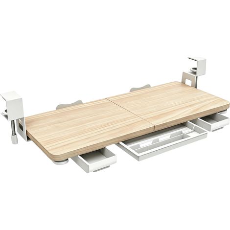 Plateau à clavier sous le bureau avec tiroir, 68 cm x 30 cm (érable) (1/5)