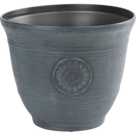 Blumentopf Strend Pro, Metall-Effekt, grün, 25x30 cm