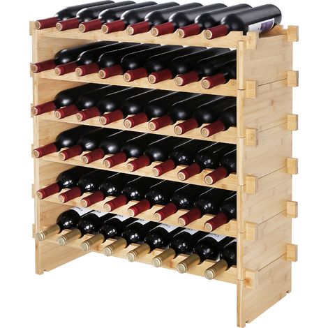 Mophorn portabottiglie modulare impilabile può contenere 48 bottiglie, espositore in legno di bambù a 6 livelli, bellissimo