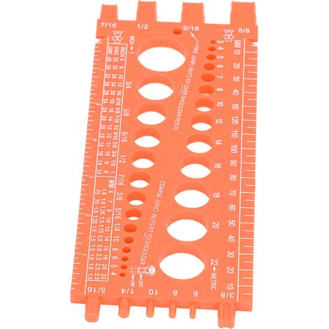 Multifunktionale Gewindelehre für Schrauben und Muttern in metrischen Zoll, Schnellidentifizierungs-Gewindeprüfer für Werkstatt oder Garage, orange Farbe. (1/5)