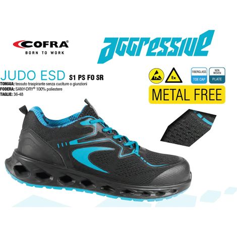 Scarpe Antinfortunistiche Cofra Aggressive Judo ESD S1 PS FO SR 41