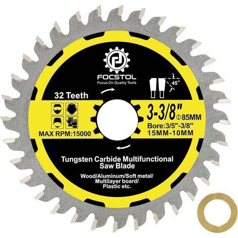 Kreissägeblatt 85mm 32 Zähne für Holz, Metall, Kunststoff mit 15mm Bohrung (1/5)