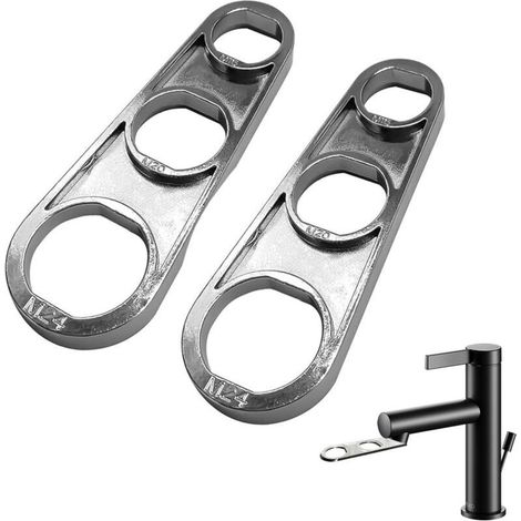 2-teiliger Schraubenschlüsselsatz M16/M18/M20/M22/M24/M28 für Wasserhahn-Luftsprudler, Spülbeckenlüfter und Mischbatterie (1/4)
