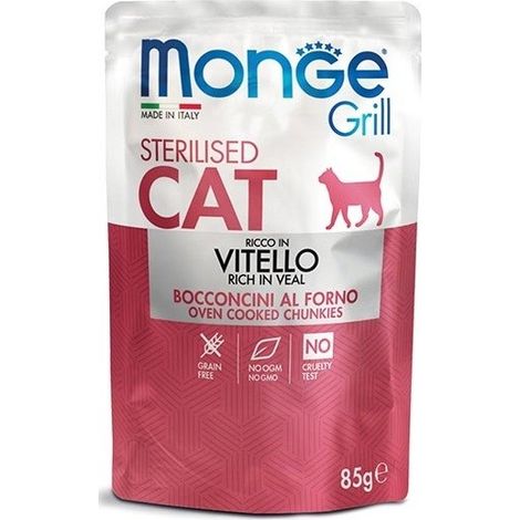 Monge Grill Cat Adult Sterilised Vitello - Monge Grill Cat Adult Sterilised Vitello - Bustina Da 85 Gr