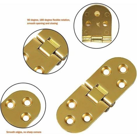 Charnières de table pliantes en inox,connecteur rabattable 180°,finition chrome,lot de 4 pièces (1/4)