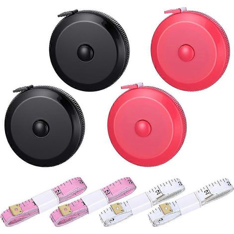 Lot de 8 mètres ruban rétractables avec règle de couture pour tissus, rubans de mesure pliables et souples de 152 cm (60 pouces), pour le corps et les tissus. (1/5)