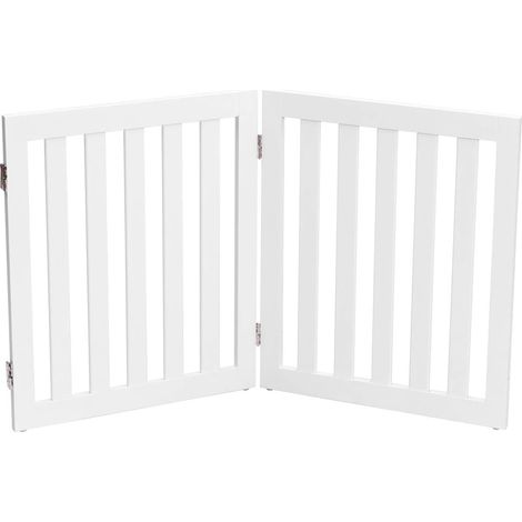 COSTWAY Absperrgitter Hunde 60cm Hoch, Schutzgitter Holz Treppengitter klappbar 2 Paneelen, Weiss (1/5)