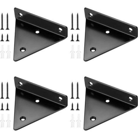 4 Pièces Supports d'étagère Flottants, Supports à Tablettes Muraux Triangulaires Invisibles, Equerre Etagere Murale Métal (1/5)