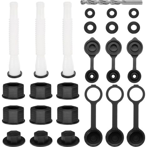 3 Ensembles Bec Verseur Pour Bidon À Essence, Bec Verseur Flexible Pour Bidon À Essence Avec Bouchon À Filet Fin/Grossierc Verseur, Bouchon De Ventilation, Blanc (1/5)