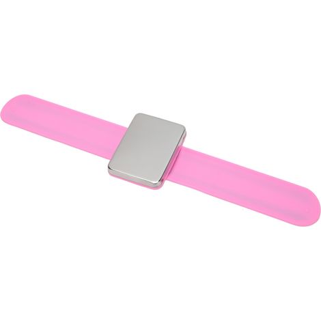 Porte-aiguilles magnétique, bracelet magnétique en silicone résistant, bracelet de sécurité, loisirs créatifs, rose (1/5)