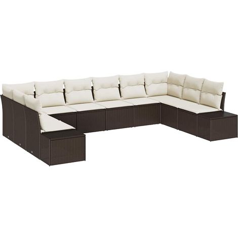 Maison Exclusive - Gartensofa-set mit Kissen 10 pcs Braun und Cre