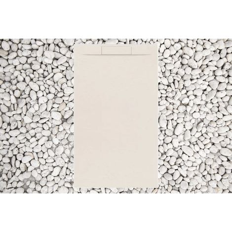 Piatto Doccia 80X120 cm Beige Vulcano Line PLUS In Resina e Polvere Di Marmo Con Griglia Laterale IN MARMORESINA - FRASCIO
