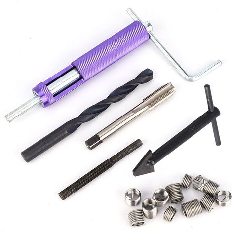 Kit di inserti per riparazione filettature Aolidsive, acciaio inossidabile M10 x 1,25  Set di 12 pezzi per componenti automobilistici, riparazione di apparecchiature di commutazione di tensione e ripr