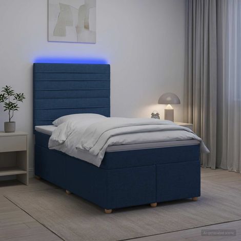 vidaXL Cama box spring con colchón con cabecera Azul 120 x 200 cm Tela (1/5)