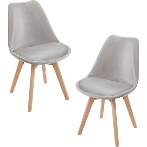 Packs Sillas Comedor - Pack 2 Sillas Synk Terciopelo - Gris claro (1/5)