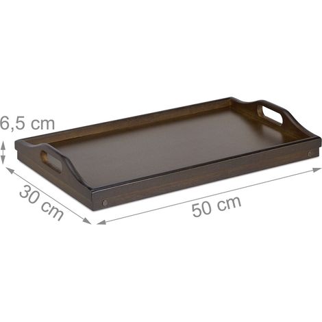 Tablette de lit sur pieds marron foncé bambou (1/3)