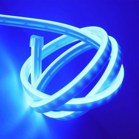 Tira LED de neón flexible tira de 5m con 120 Luces LED para interior y exterior Color: Celeste/Azul (1/4)