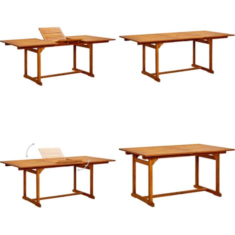 Mesa de comedor jardín madera maciza acacia (150-200)x100x75cm - Mesa de comedor exterior - Madera maciza