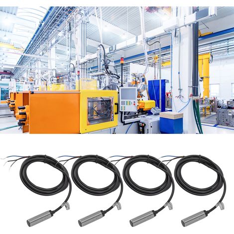 BERM@Vendu par lot de 4 BEM-LJ12A3-2-Z/BX Interrupteur de proximité inductif NPN à trois fils CC, à tête plate, boîtier métallique, diamètre 12 mm, contact normalement ouvert (NO), tension d'alimentat (1/5)