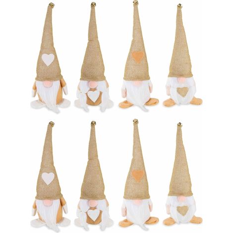 Babbo e Mamma Natale in panno con cuore e campanella - Set 8 decorazioni natalizie per la casa (1/3)