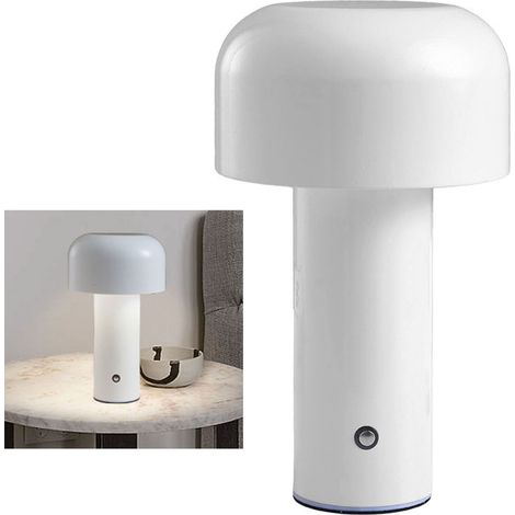Lampe de table champignon, trois couleurs de LED, intensité lumineuse réglable, veilleuse pour chambre à coucher, blanche. (1/5)