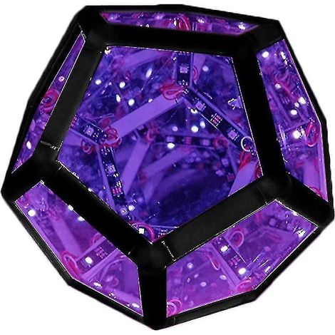 Lampe de chevet décorative et originale en forme de dodécaèdre infini, avec des couleurs vives. (1/4)
