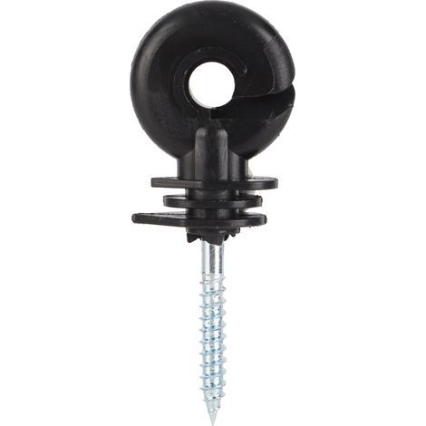 Schwarze, aufschraubbare Ringisolatoren aus Holz für Pfosten, 100 Stück, für Elektrozäune, Draht oder Polyband (1/5)