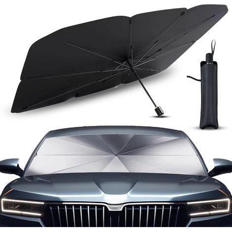 Pare Soleil Voiture Pare Brise Avant. Parapluie Soleil SUV et Camion Pare-soleils pour Pare-Brise Avant Auto résistant aux UV avec revêtement en Titane (140 x 80 cm)