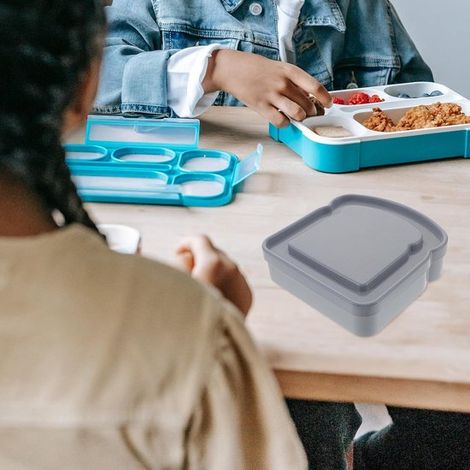 Juego de 4 cajas para tostadas，Recipientes herméticos para almacenar alimentos，Para panecillos y sándwiches，Gris (1/4)